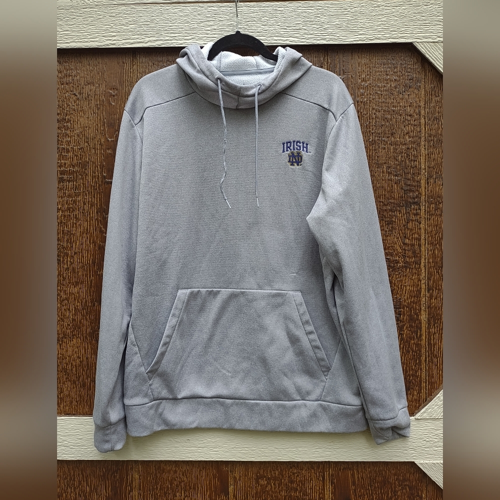 Under Armour Notre Dame Logo Gray Hoodie Mens Large